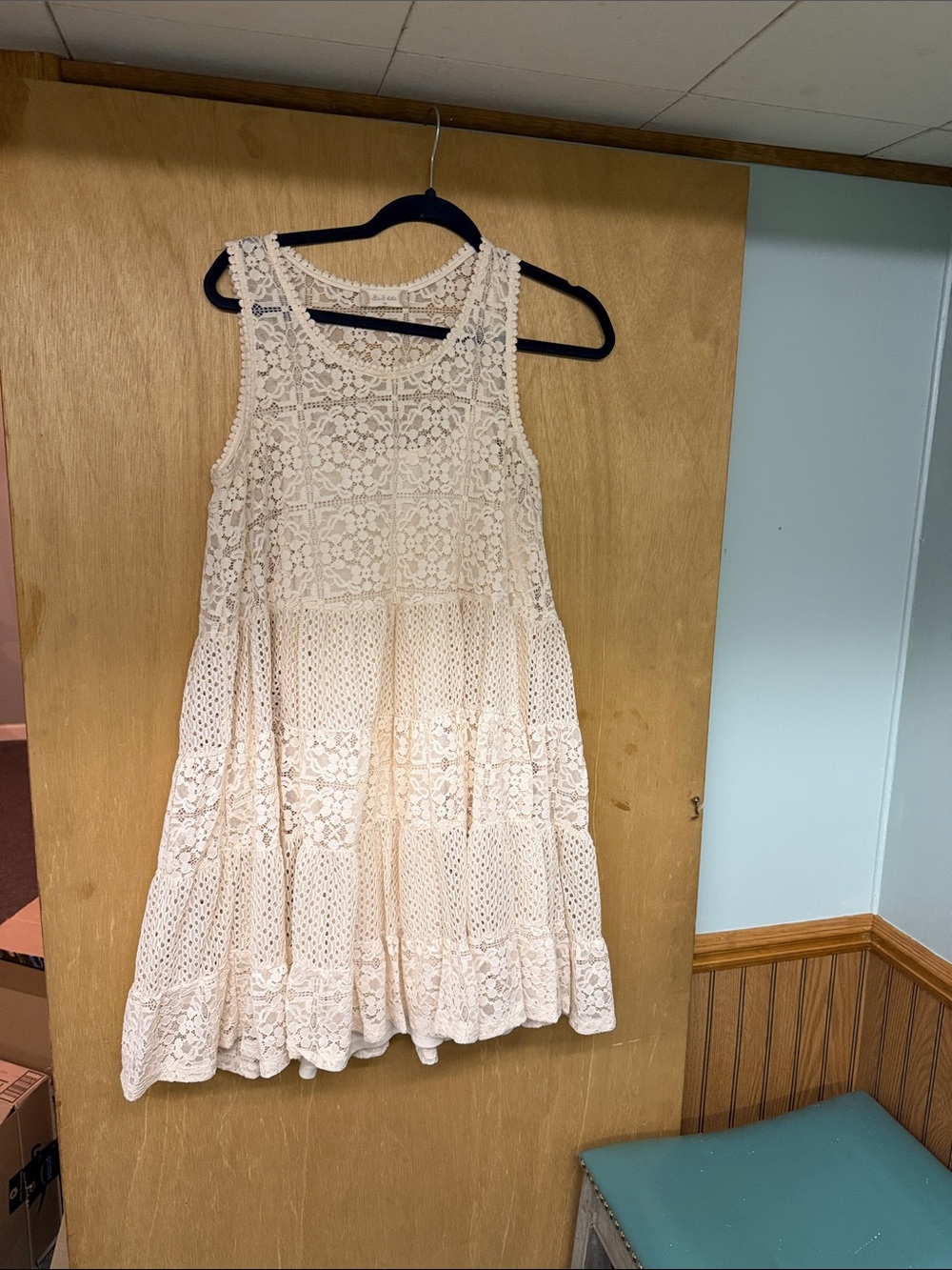 Altar'd State Cream Lace Tiered Mini Dress